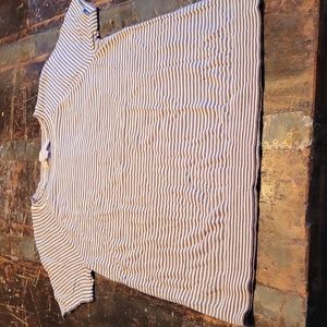 Loft petite Olive and tan stripped shirt